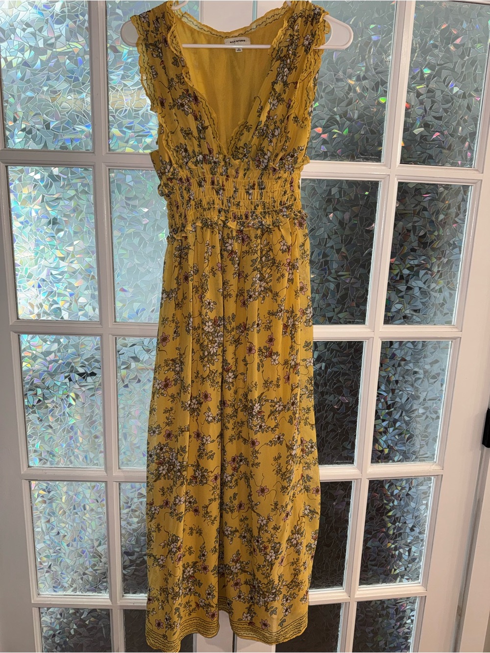 Max Studio Mustard Yellow Floral Maxi Dress